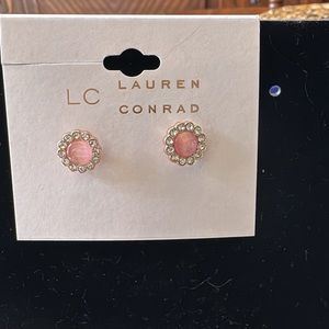 LC Lauren Conrad Pink Stud Earrings with rhinestones new